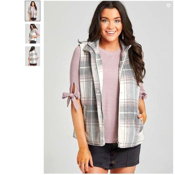 Altar'd State Alpine Plaid Puffer Vest (M)- NWT - Picture 1 of 10